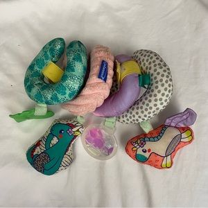 INFANTINO Pink Green Spiral Baby Carseat Activity Toy With Mirror And Unicorn